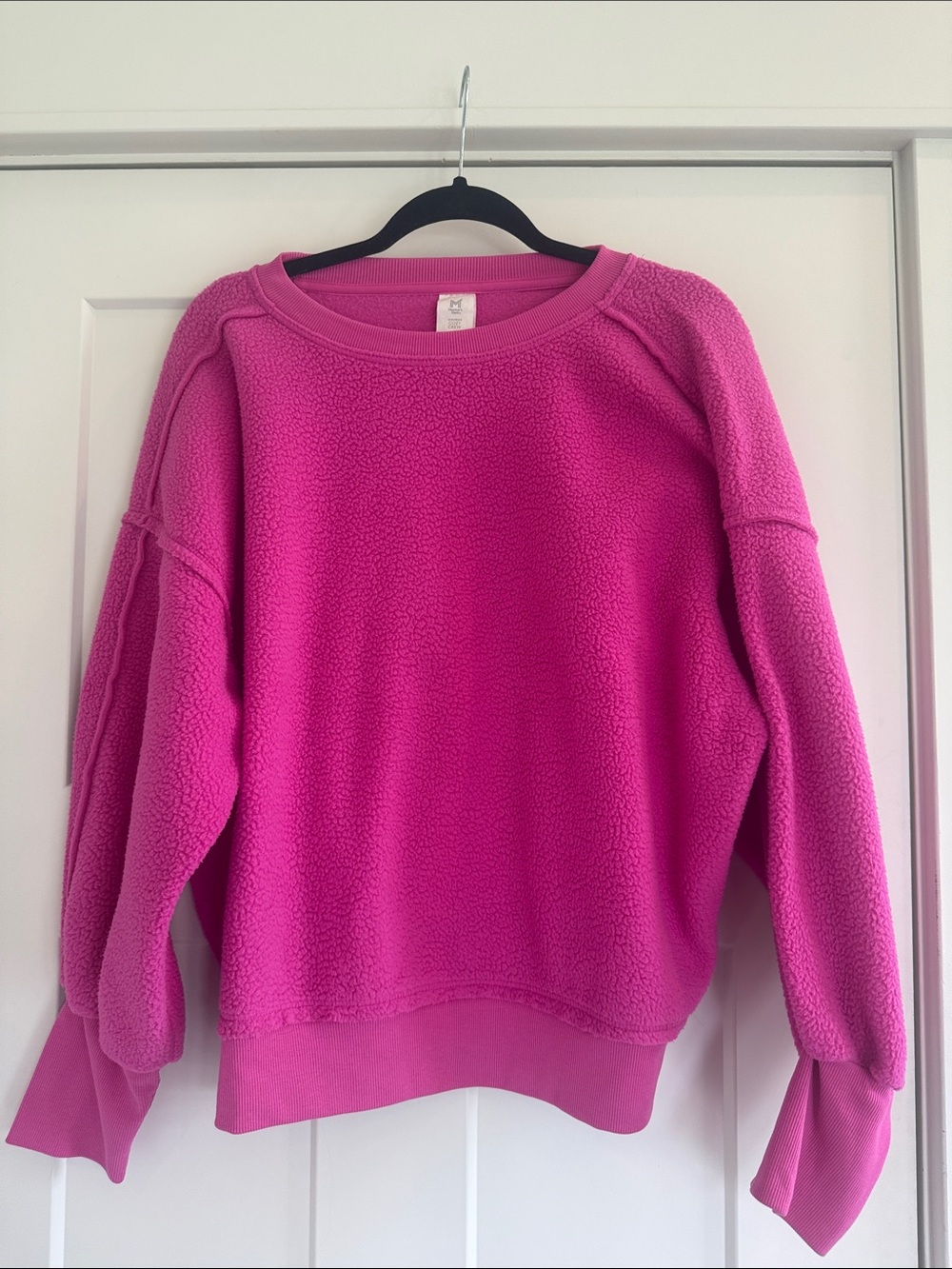 Member's Mark Women's Cozy Crewneck Sherpa Fleece Sweatshirt Pink – Size Large